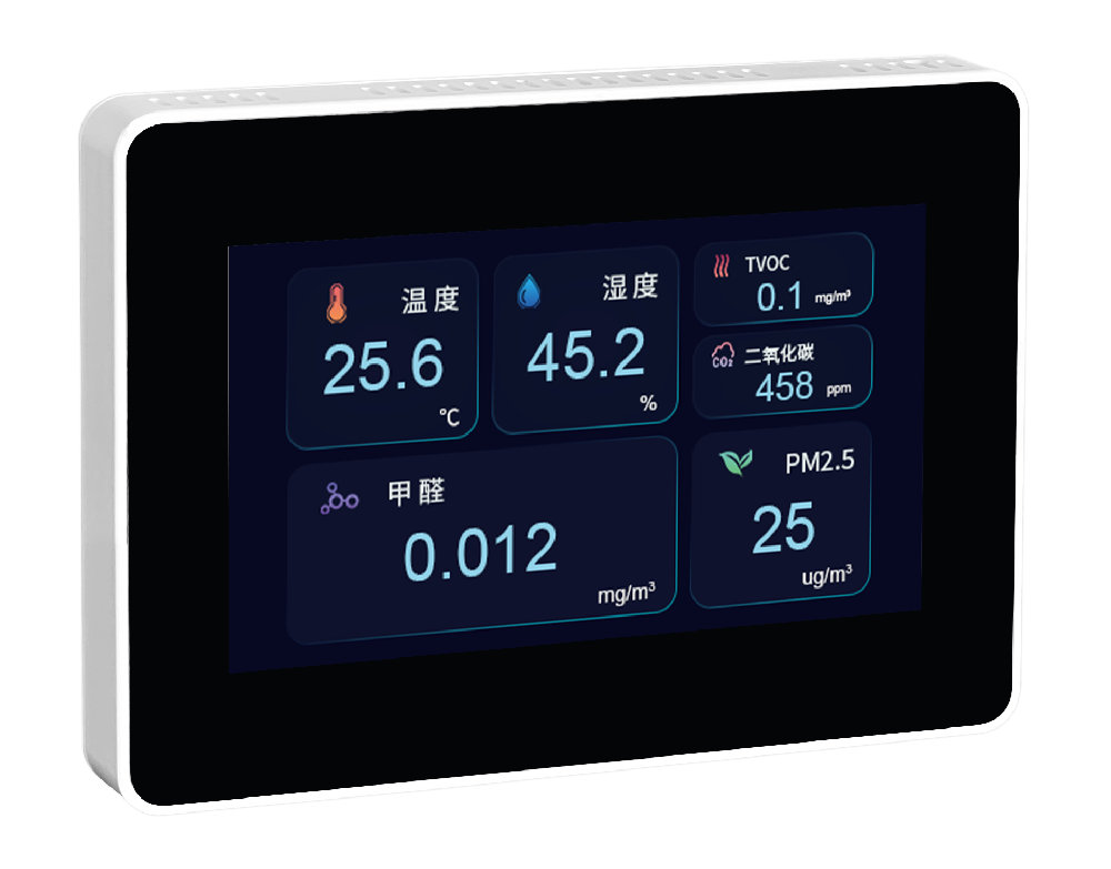 86安裝TFT顯示終端觸控屏空氣質量多參數CO2傳感器TVOC環境檢測儀